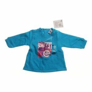 Joe Boxer 12M 12 month Girls sweatshirt Top blue Smile Happy Face NEW